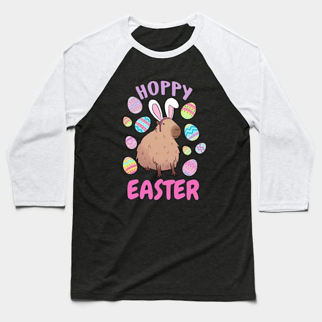 Hoppy easter cute funny capybara Baseball T-Shirt by Yarafantasyart